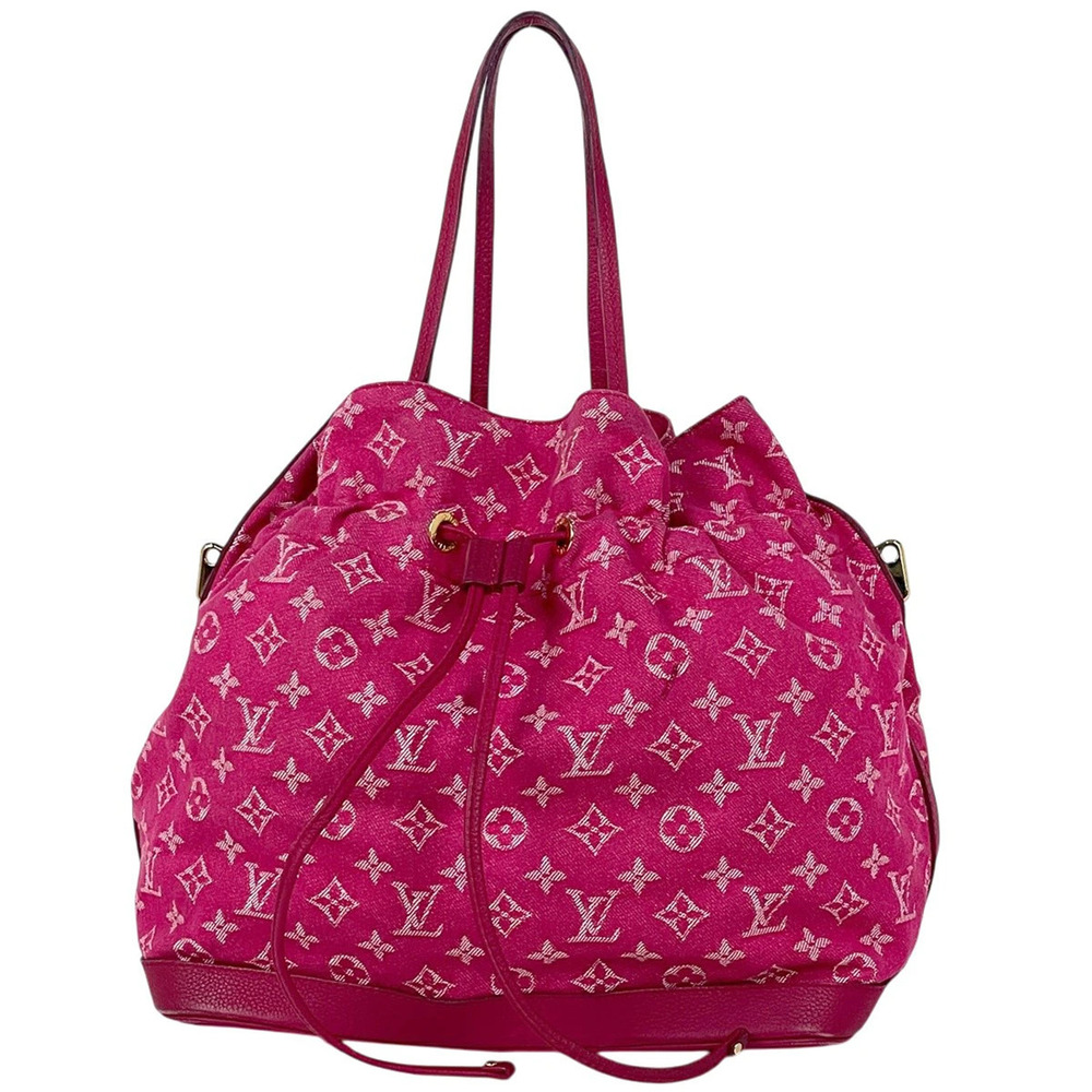 Louis Vuitton Noeful Bag Drawstring Handbag Monogram Denim Pink